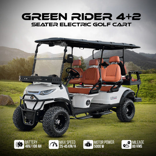 Green Rider Lifted Premium Electric Golf Cart 4+2 Seater and Lithium Battery