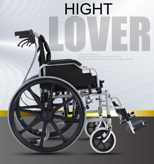 S01 Heavy-Duty Foldable Wheelchair 6061 Aluminum Alloy Frame 150KG Load Capacity 24" Rear Wheels Adjustable Armrests Footrests PU Padding Durable High-Strength Portable Mobility Wheelchair