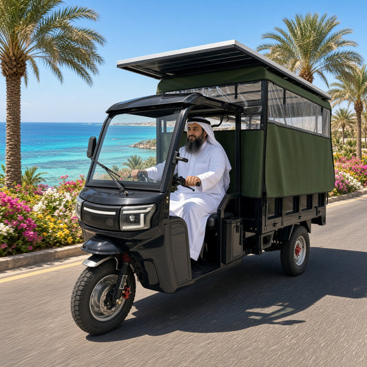 H1-180 Passenger-Cargo Electric Tricycle 1.8m 1800W Flat-Wire Motor 720W Solar 800kg Rated Load