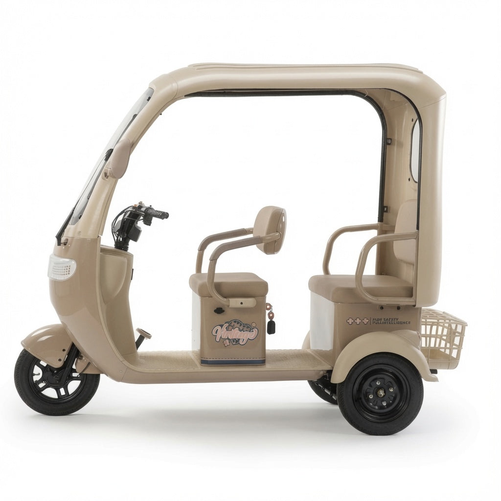 CHUANQI Electric Three Wheel Sightseeing Vehicle 30H Differential Motor 60V 72V Battery Three Speed Gear Digital LCD Display Tempered Glass Electric Wiper Mobility Vehicle