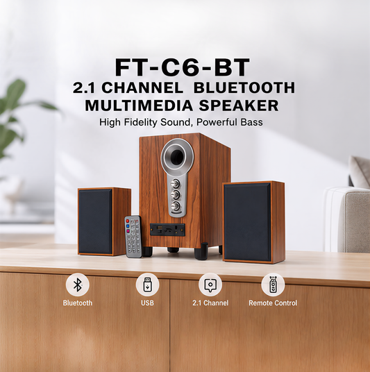 FT-C6BT Bluetooth Multimedia Speaker USB Powered 2.1 Channel Desktop Speaker with Remote Control