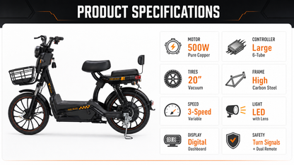 W11 20 Inch Fat Tire Electric Bicycle, Max Assisted Speed 25km/h, 500W, 20Ah