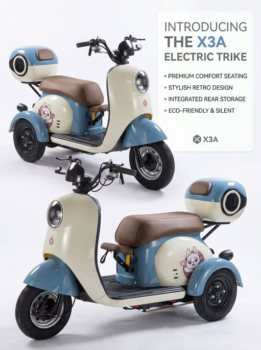 X3A Electric tricycle Electric City Bicycle, Max Speed 25km/h, 600W, 48V20Ah Battery
