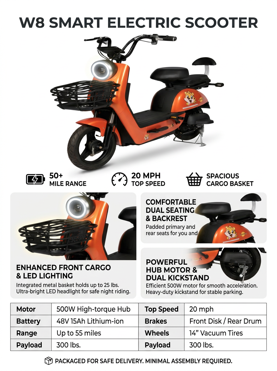 W8 14 Inch Electric Bicycle, Max Speed 25km/h, 350W, 48V Battery