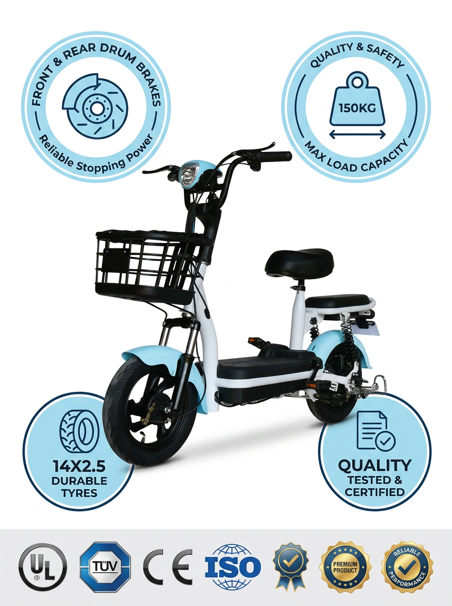 W4 14 Inch Electric Bicycle, Max Speed 25km/h, 350W, 48V Battery
