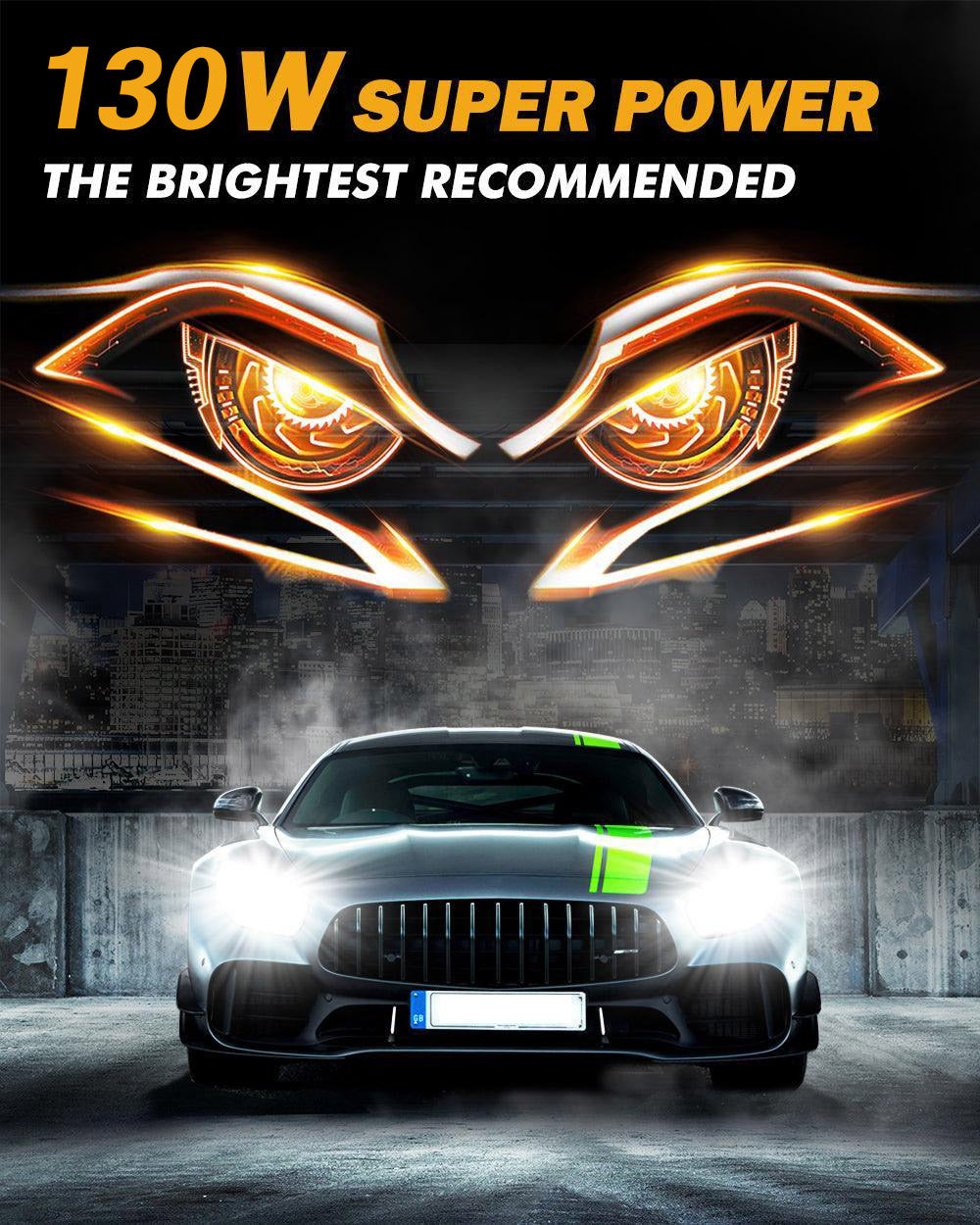 Y2-H1-6500K LED Car Bulb 125W High Brightness Light 6500K White Beam IP67 Waterproof Automotive Headlight Upgrade
