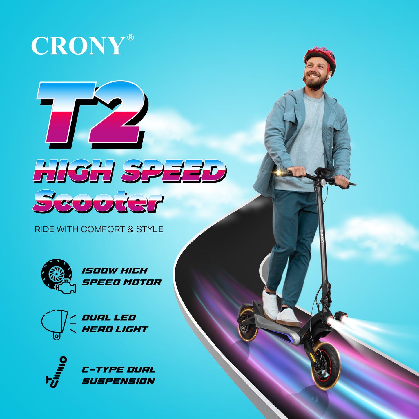 T2 Electric Kick for Adults Electric Pedal Bike, Top Speed 25kmh, 50km Range, 1500W
