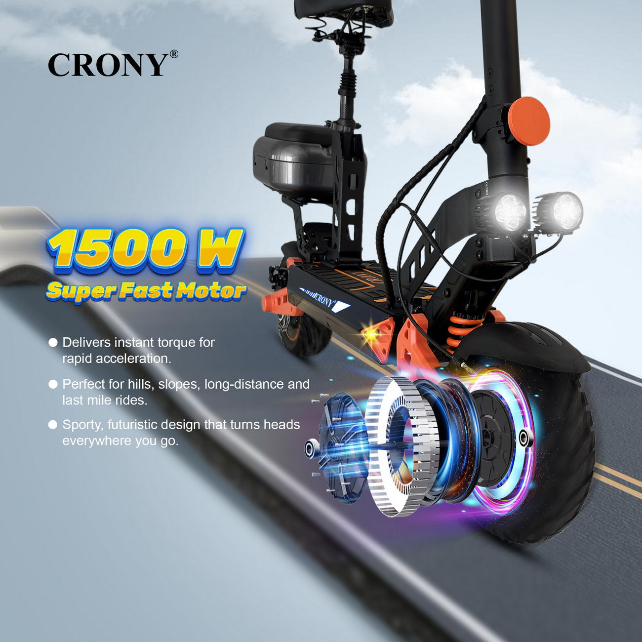 D2 Pro Electric Kick Dual Suspension Electric Scooter, Top Speed 25kmh, 35km Range, 1500W