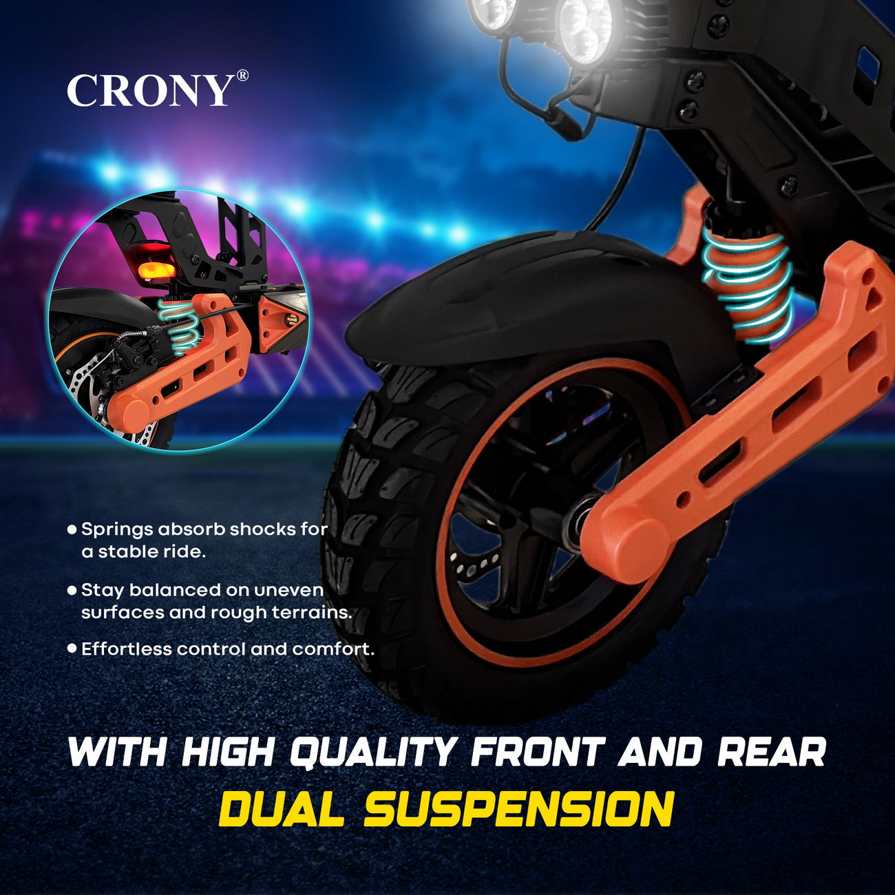 D2 Pro Electric Kick Dual Suspension Electric Scooter, Top Speed 25kmh, 35km Range, 1500W