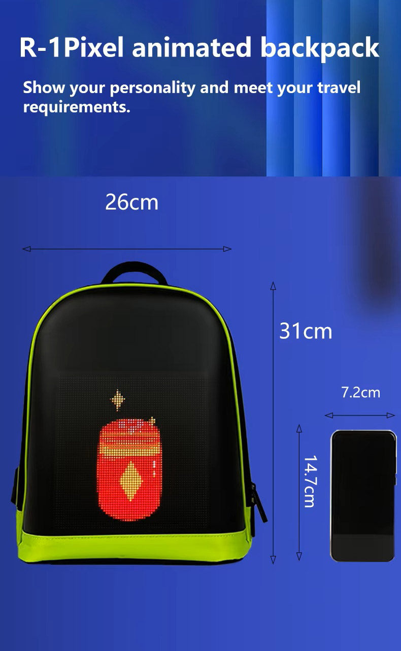 CRONY LED display backpack R1 Riding backpack with customizable programmable smart light-up digital display