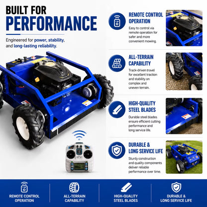 ME500 Wheeled Remote Control Lawn Mower RATO225 Engine 500mm Cutting Width 24V 70Ah 3-4 Hours Runtime