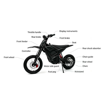 ME01 1000W Electric Dirt Bike 48V 60km/h Top Speed Disc Brake for Teens &amp; Adults