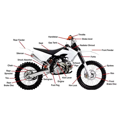 MS02 72cc Dirt Bike 72cc 4-Stroke 50km/h Top Speed Hydraulic Disc Brake Electric Start for Youth