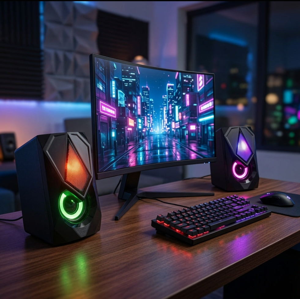 FT-169 N-19 MINI 2.0 USB Desktop Speaker Dual Speaker RGB Lighting Multimedia Computer Speaker