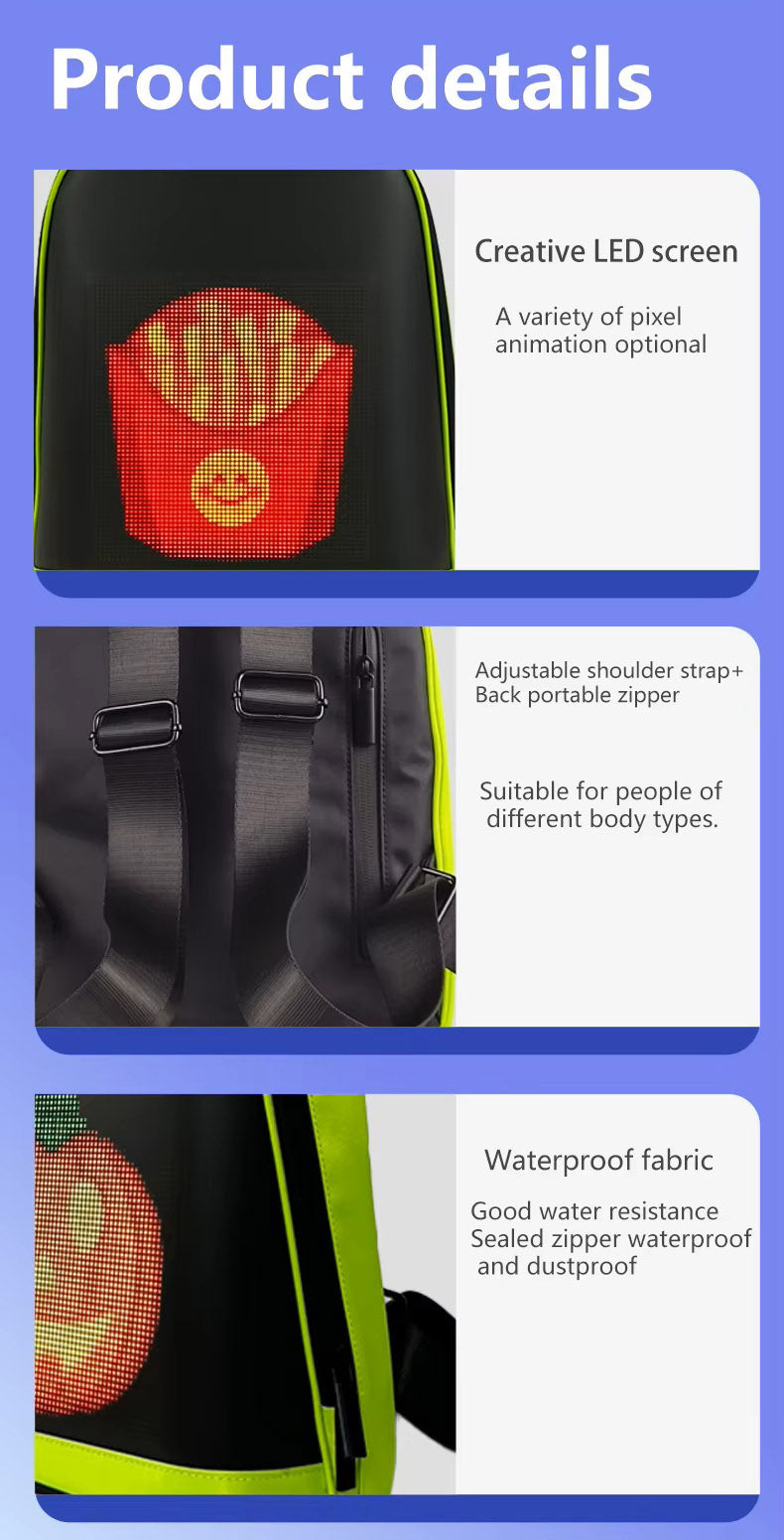 CRONY LED display backpack R1 Riding backpack with customizable programmable smart light-up digital display