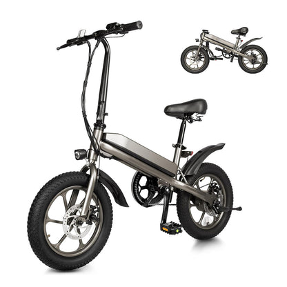 S5 16" x 2"  Folding Electric Bike 500W Peak Motor Adult Portable Ebike Lithium Battery City Commuter Bicycle Foldable Design