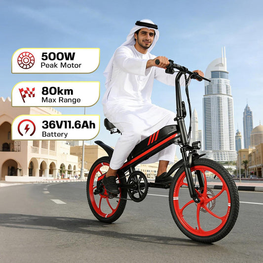 S5-20 InchX2 Folding Electric Bicycle 500W Motor 36V Removable Battery Wheels Dual Disc Brake LED Light Urban Use Model