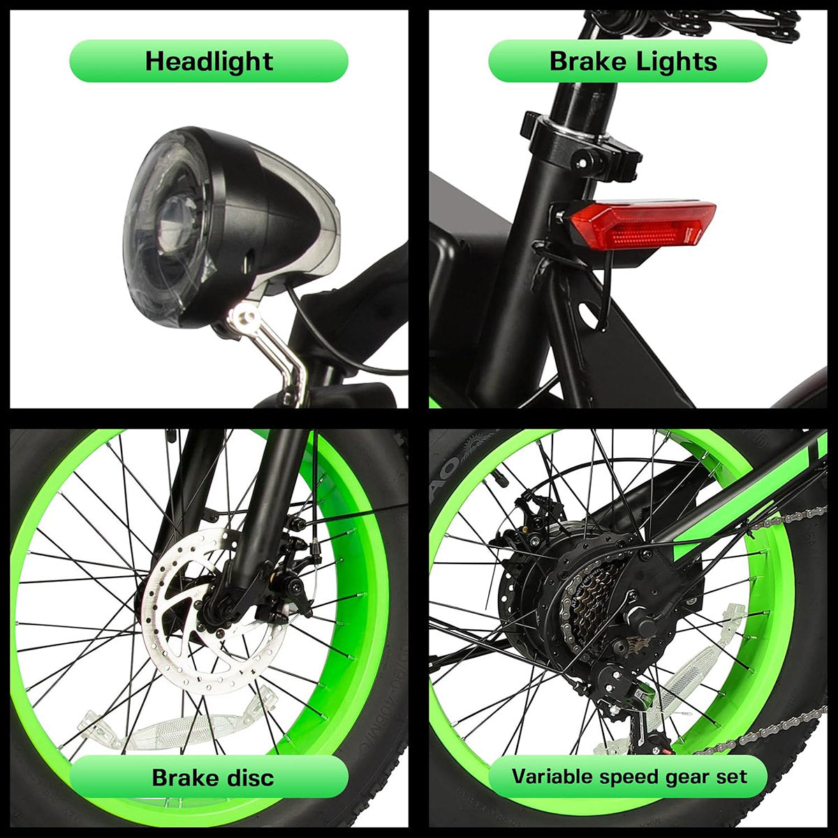 S5-20 InchX4 Wide tires Folding Electric Bicycle 500W Motor 36V Removable Battery Wheels Dual Disc Brake LED Light Urban Use Mode