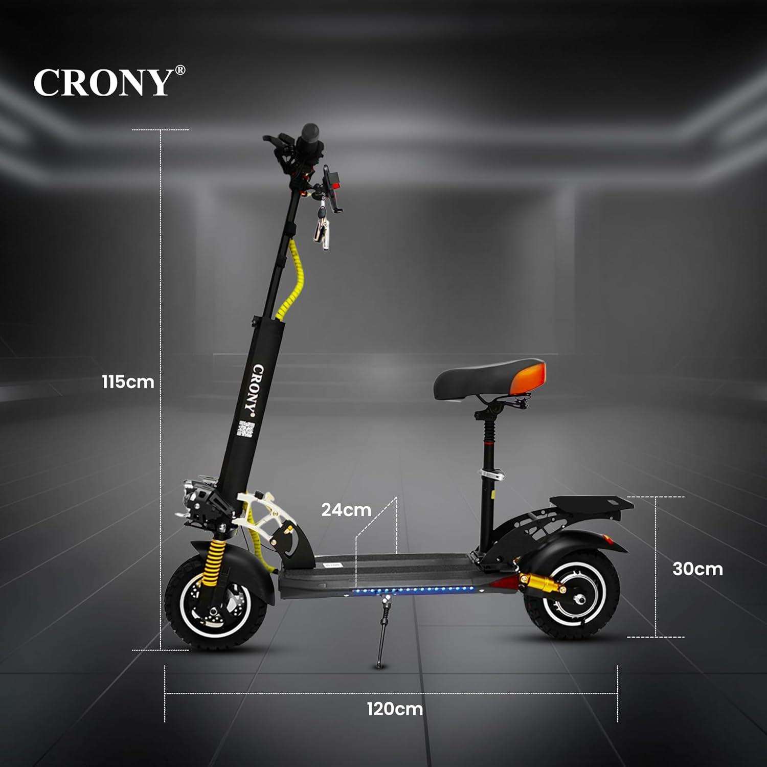 CRONY V10+ PRO 10 inch Wide tire Electric Kick Electric Pedal Bike, Top Speed 25kmh, 30km Range, 1500W