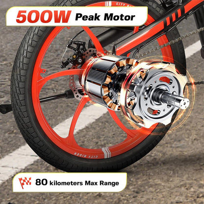 S5-20 InchX2 Folding Electric Bicycle 500W Motor 36V Removable Battery Wheels Dual Disc Brake LED Light Urban Use Model