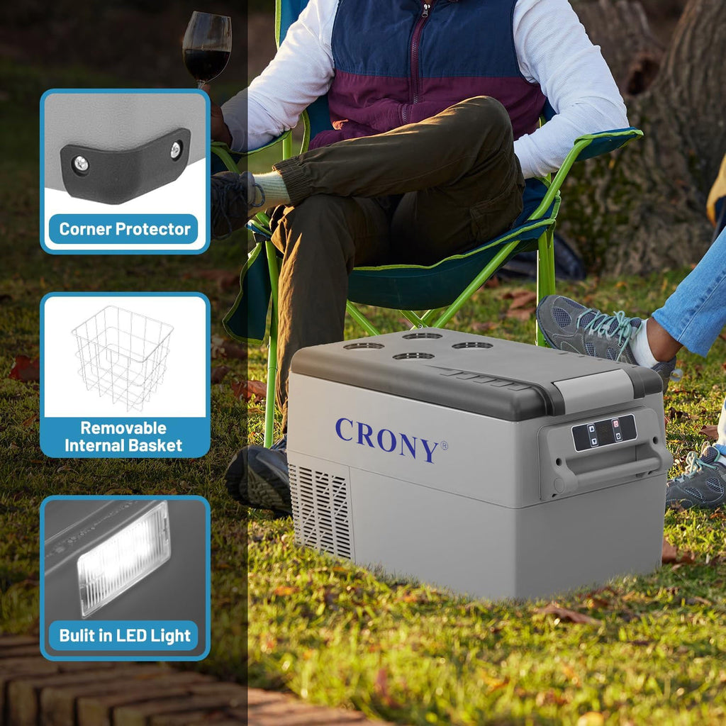 CRONY Car Refrigerator 45L CF45/DC/AC 45 Portable Fridge Freezer 12 Volt 48 Quart  45 Liter Fast Cooling 12V Fridge -4℉~68℉ Car Cooler 12/24V DC and 100-240V AC