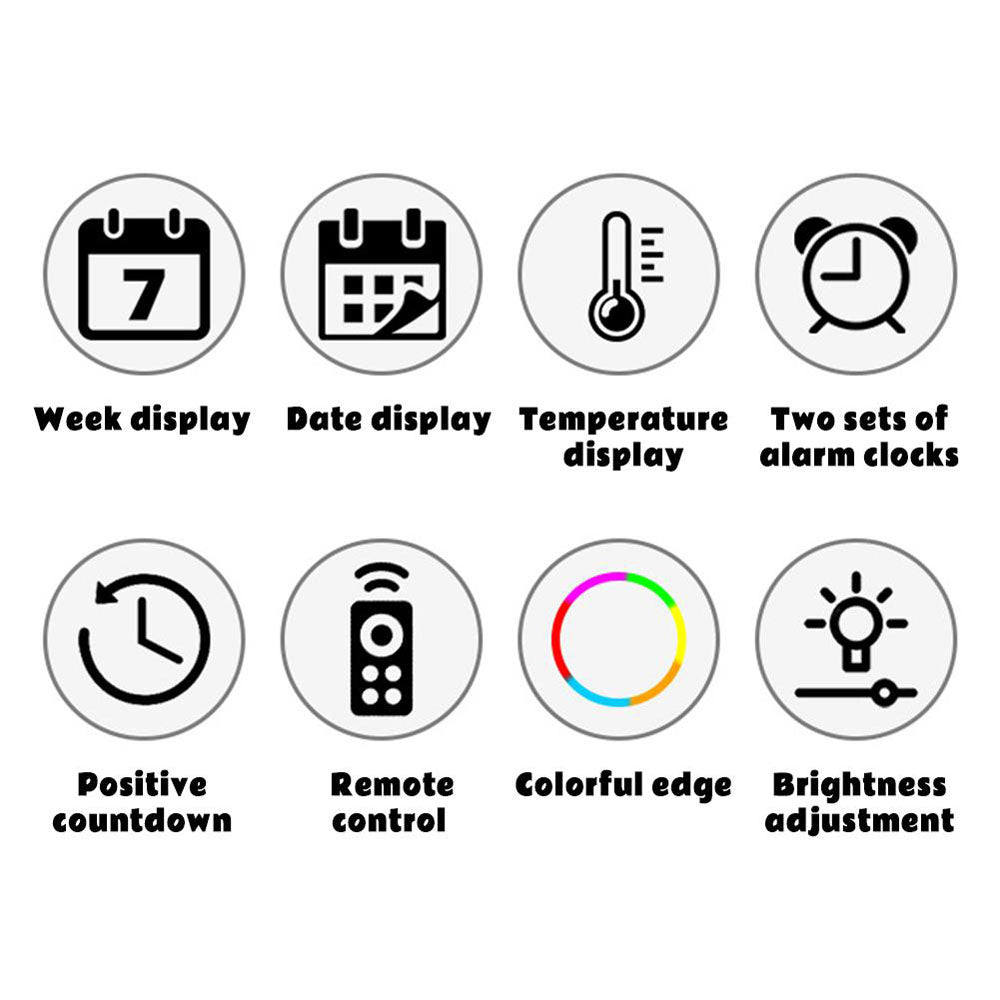 CRPONY 8021 Electronic Clock Display 5 Adjustable Brightness Wall Clock For Home Farmhouse Office