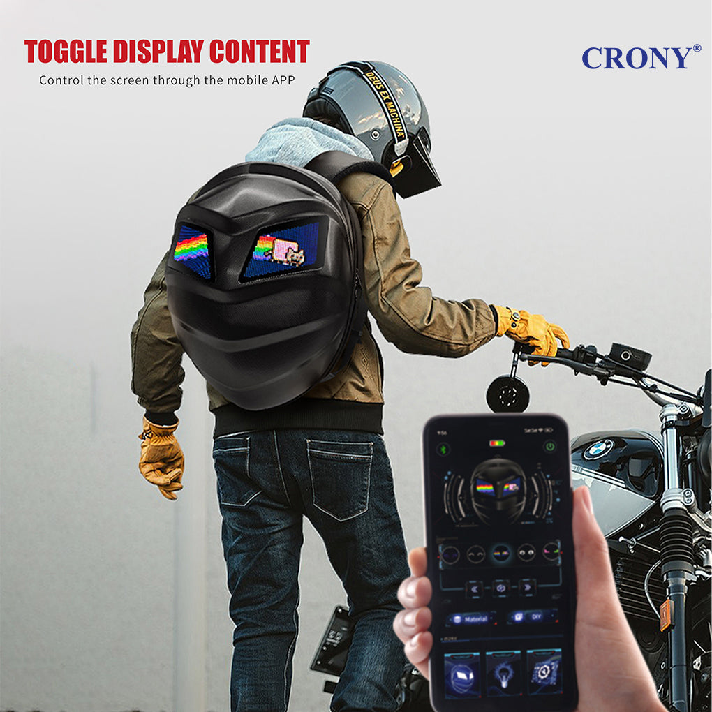 CRONY Iron Man Water transfer Crown LED Display Backpack