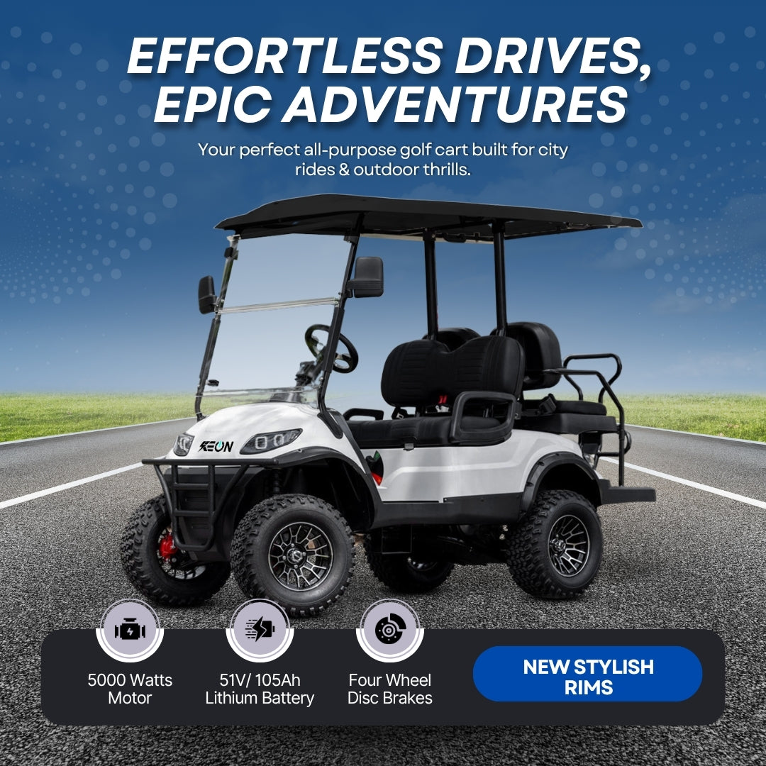 Keon Premium Lifted Electric Golf Cart Lithium Battery 4 Seater With Lifted Suspension and 3 Years Warranty