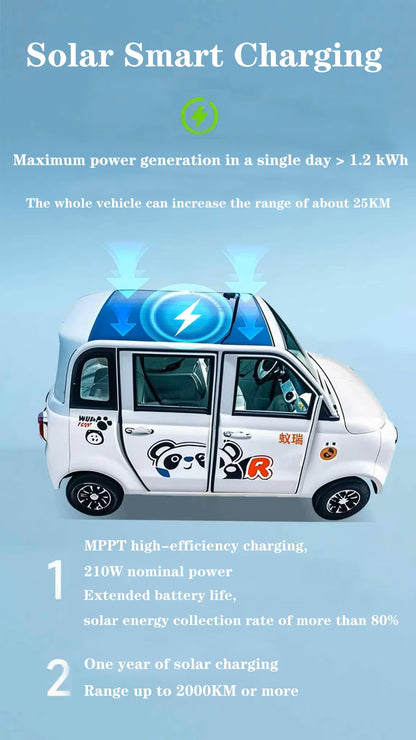 C4 4-Door 4-Seater Electric Mini Car 48V/60V 1000W Motor Separate Seats for Community Travel