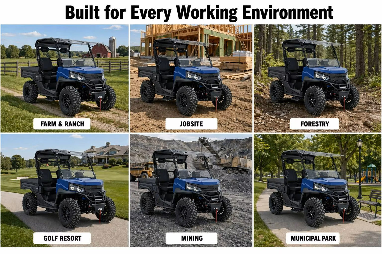 ZT-U E1 PREMIUM Electric UTV Off Road Vehicle 10KW Motor 4WD Switch 73.6V150Ah Battery Electric Lift Cargo Bed EPS Steering 2-3 Seat Utility Vehicle