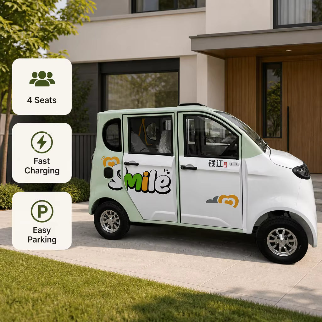 Yunduo 4-Door 4-Seater Electric Mini Car 48V/60V 1000W Motor 80-100km Range for Community Trav