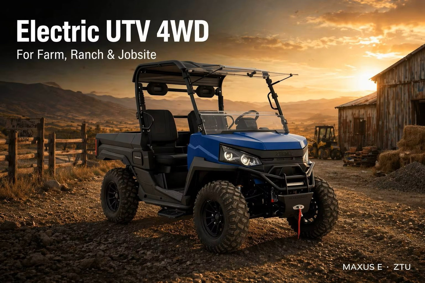 ZT-U E1 PREMIUM Electric UTV Off Road Vehicle 10KW Motor 4WD Switch 73.6V150Ah Battery Electric Lift Cargo Bed EPS Steering 2-3 Seat Utility Vehicle