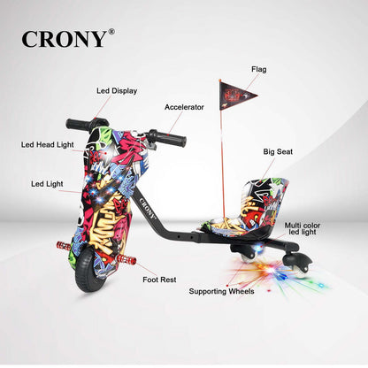 JL009-8-02 6.5 inch V-type drift Drift Kick Small for kids Electric Pedal Bike, Top Speed 20kmh, 10km Range, 180W