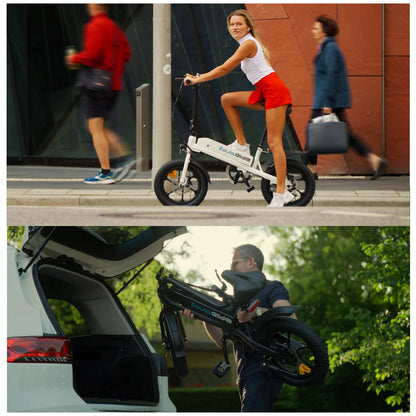 S5 16" x 3" Fat-Tire Folding Electric Bike — 500W Peak Power Motor, Portable Lithium-Powered E-Bike for Adults, City Commuter Folding Bicycle