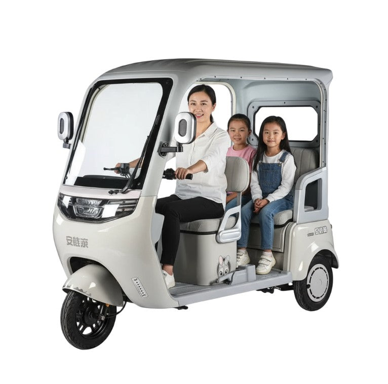 V8 Megawheels Premium 60 V Urban Roof Covered Back Electric Scooter Tricycle for 3 Passengers 2000W
