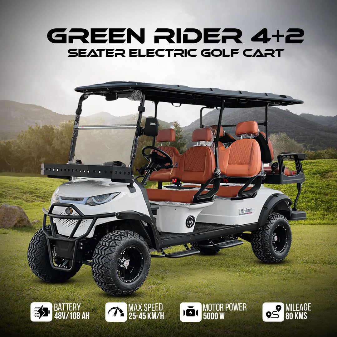 Green Rider Lifted Premium Electric Golf Cart 4+2 Seater and Lithium Battery