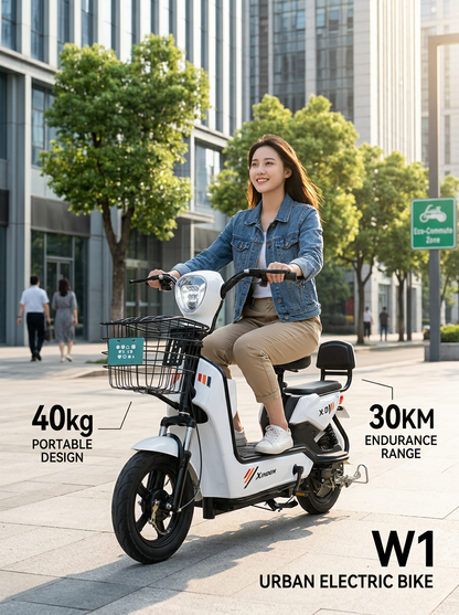 W1 14 Inch Electric Bicycle, Max Speed 25km/h, 350W, 48V Battery