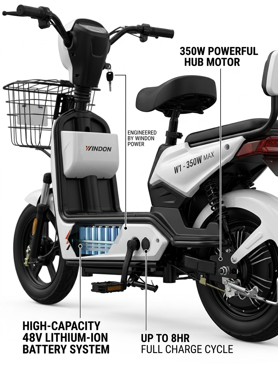 W1 14 Inch Electric Bicycle, Max Speed 25km/h, 350W, 48V Battery
