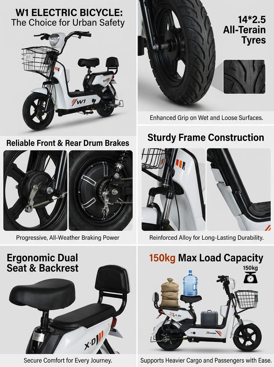 W1 14 Inch Electric Bicycle, Max Speed 25km/h, 350W, 48V Battery
