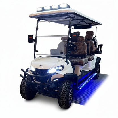 Megawheels Signature Lifted 6 Seater Off Road Golf Cart Front Facing 60 V With Mag Wheels & Warranty