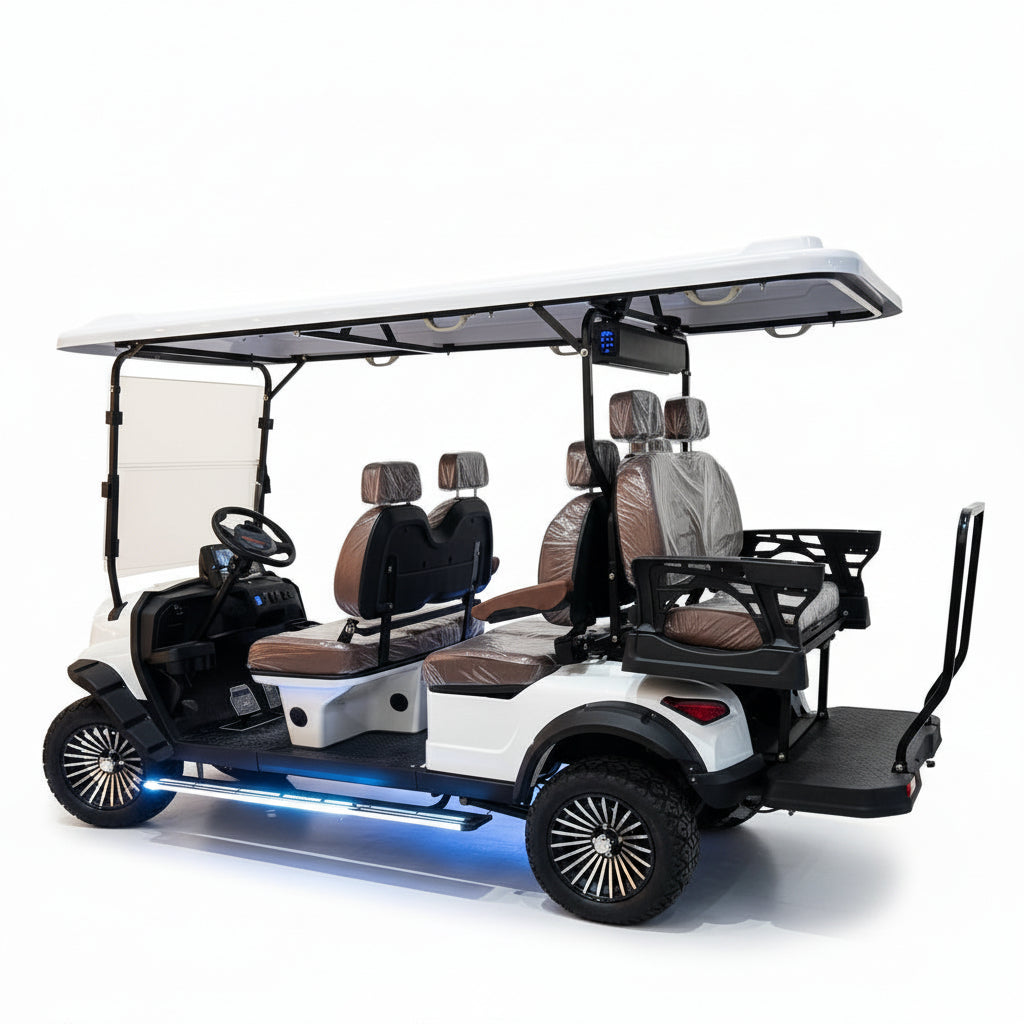 Megawheels Signature Lifted 6 Seater Off Road Golf Cart Front Facing 60 V With Mag Wheels & Warranty