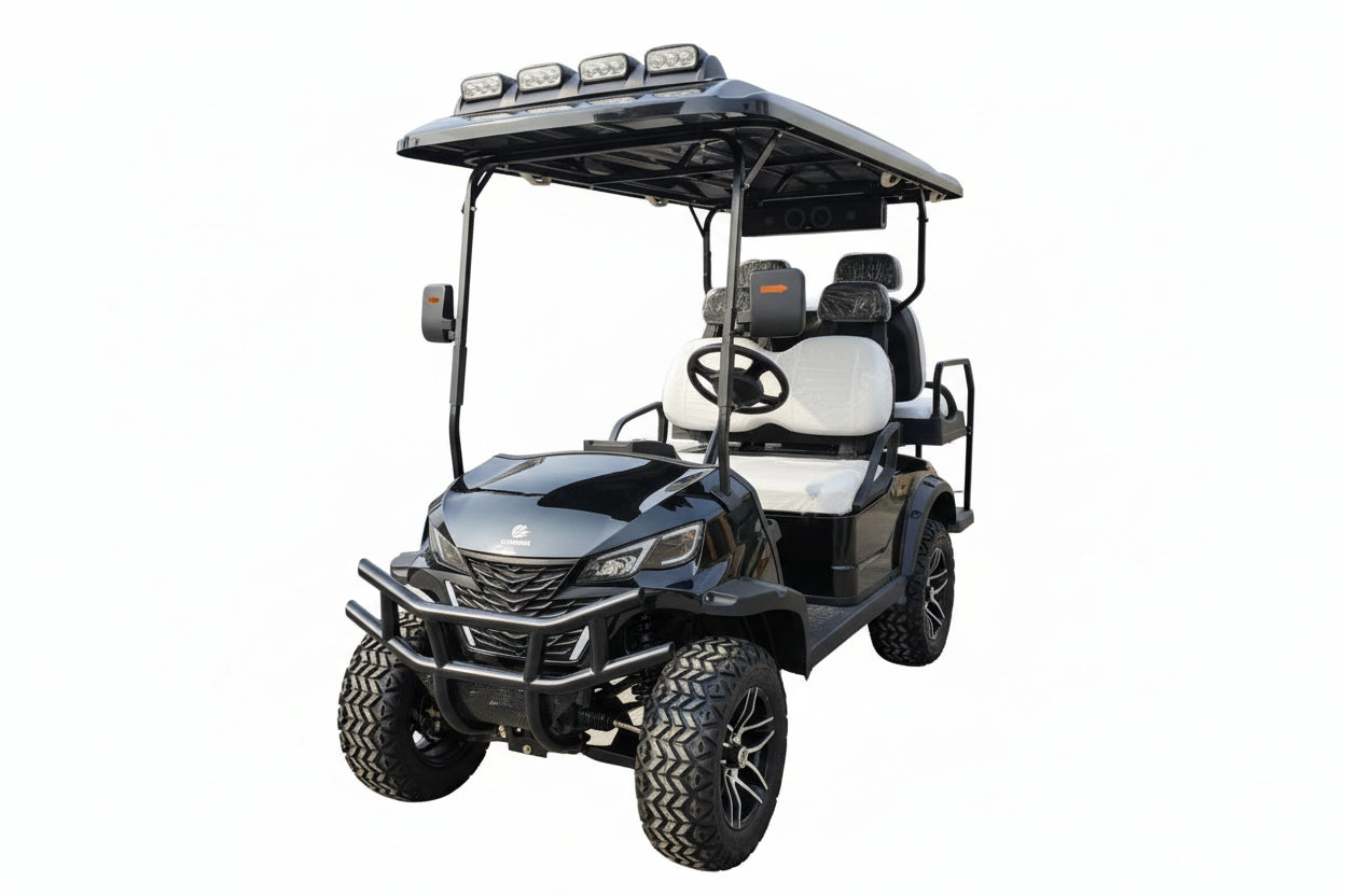 Megawheels Signature Lifted 6 Seater Off Road Golf Cart Front Facing 60 V With Mag Wheels & Warranty