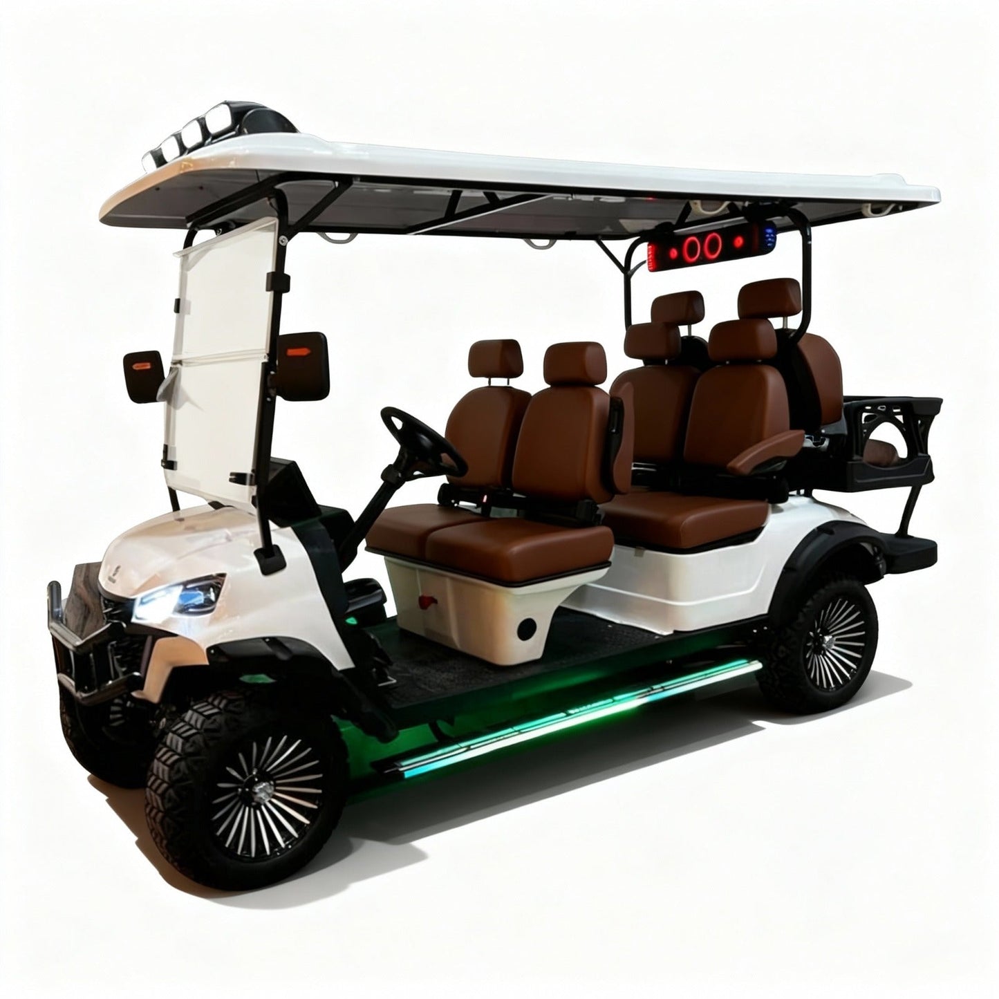 Megawheels Signature Lifted 6 Seater Off Road Golf Cart Front Facing 60 V With Mag Wheels & Warranty