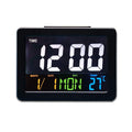 CRONY  GH-2000 Color Electronic Clock Bedside Large Screen LED Alarm Clock with Date, Temperature | Black