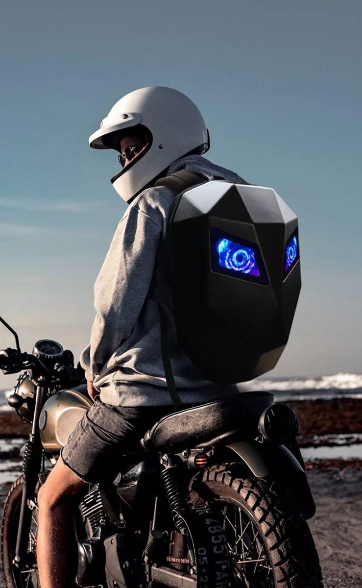 CRONY Iron Man LED Display Backpack Upgrade Iron Man LED Backpack Screen Knight Riding Backpack Cool Travel Bag Scooter Bag