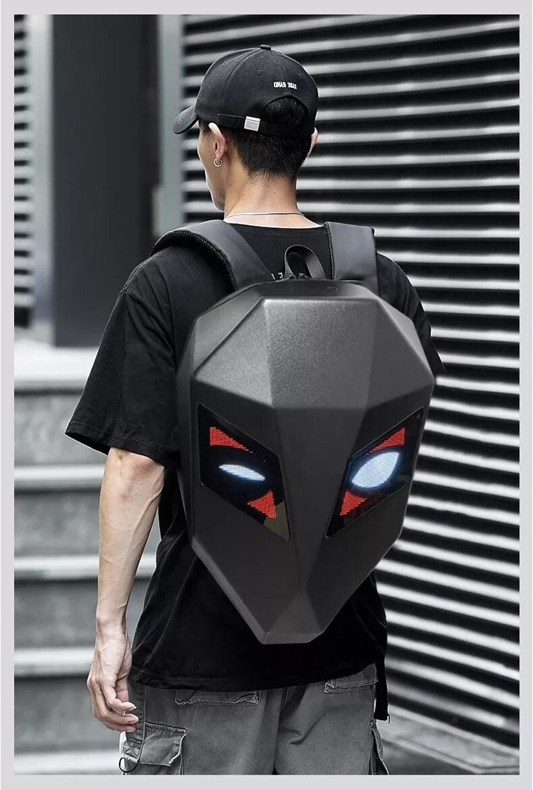 CRONY Iron Man LED Display Backpack Upgrade Iron Man LED Backpack Screen Knight Riding Backpack Cool Travel Bag Scooter Bag