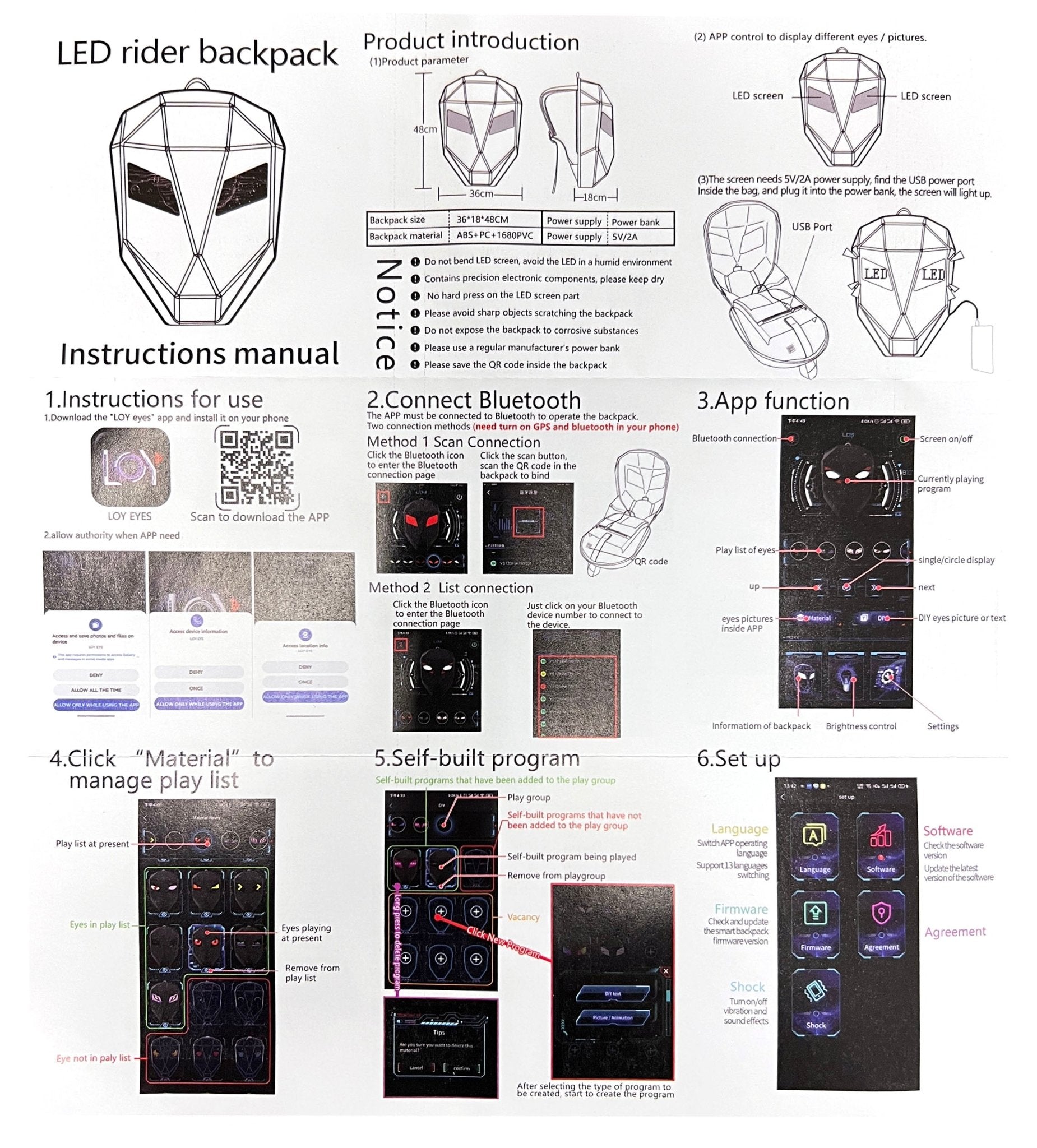 CRONY Iron Man LED Display Backpack Upgrade Iron Man LED Backpack Screen Knight Riding Backpack Cool Travel Bag Scooter Bag