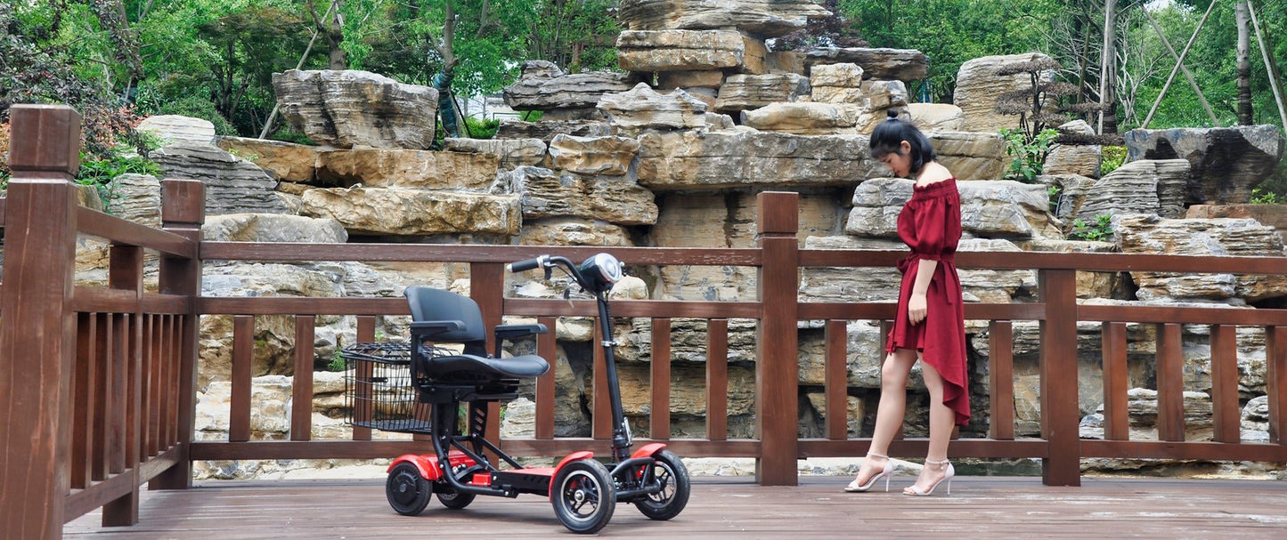 JP-Folding Four-Wheel Foldable Kick Scooter Electric Pedal Bike, Top Speed 18kmh, 20km Range, 500W