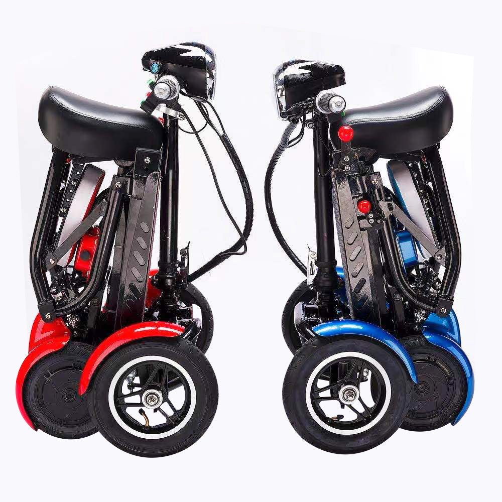 JP-Folding Four-Wheel Foldable Kick Scooter Electric Pedal Bike, Top Speed 18kmh, 20km Range, 500W