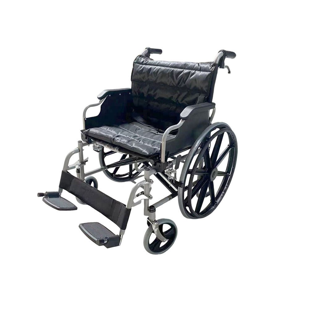 S01 Heavy-Duty Foldable Wheelchair 6061 Aluminum Alloy Frame 150KG Load Capacity 24" Rear Wheels Adjustable Armrests Footrests PU Padding Durable High-Strength Portable Mobility Wheelchair
